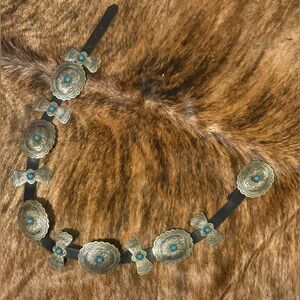 Turquoise and Sliver Concho Belt